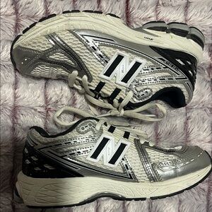 New Balance Silver and Black Kids Sneakers
